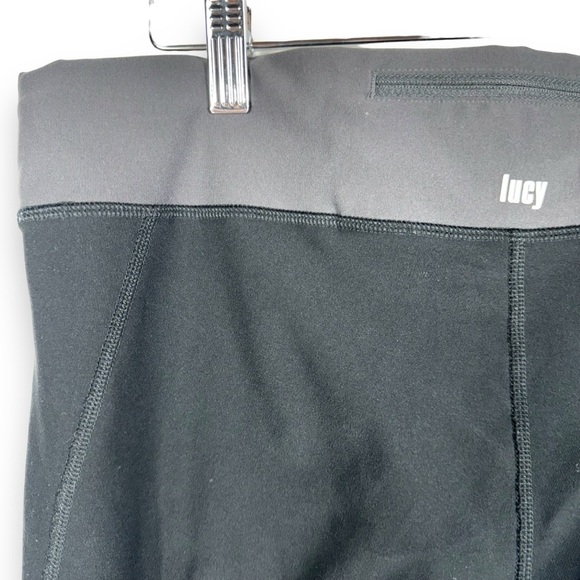 Lucy Tech Mid Rise Knee Length Leggings, Black, Size Large - Picture 10 of 12